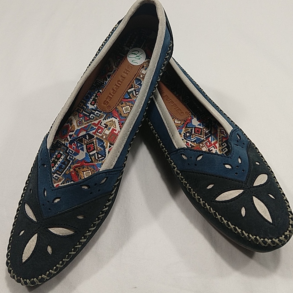 Hush Puppies Women's Shoes Blue Leather Size 8.5